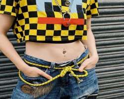 Barker has a piercing in her belly button.